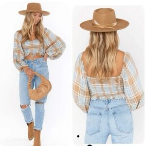 Show Me Your MuMu Jenna Top in Georgetown Plaid Size Small